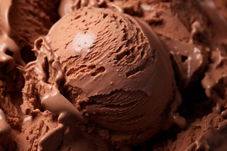 Macro texture of delicious chocolate ice cream, close up view. AI generated.の素材