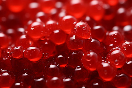 Macro texture of delicious fresh salmon fish red caviar, close up. AI generated.の素材