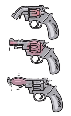 Three drawings, illustrating men with problems of impotence, too early ejaculation and too scant ejaculationのイラスト素材