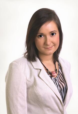 Woman in white jacketの写真素材