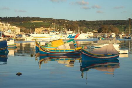 Evening in the fishing harbourのeditorial素材