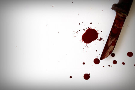 knife and drop of bloodの写真素材