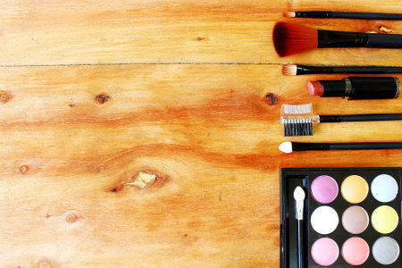 cosmetic for make up on wooden backgroundの写真素材