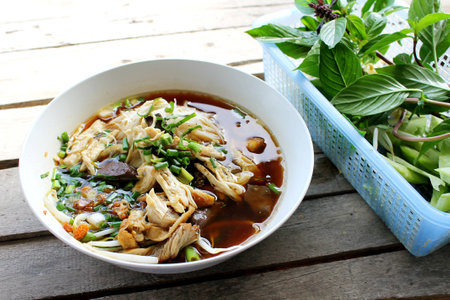 chicken noodle soup,thai food,street foodの写真素材