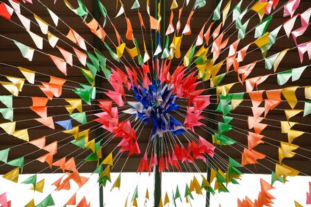 All colorful triangle flags.の写真素材