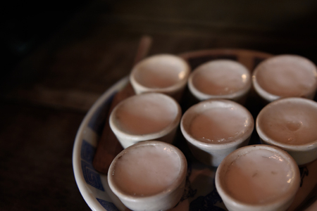 Thai Dessert,Steamed Pandan Coconut Pudding ,Kanom Thuayの写真素材