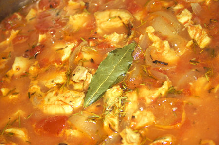 Bay Leaf and Rosemary in Chicken Cacciatoreの写真素材