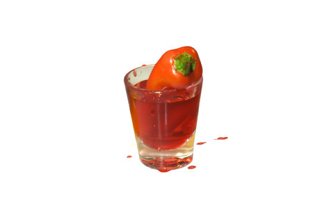 Red liquor shot glass