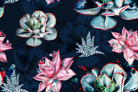 Seamless pattern cactus painted with watercolors.For the design of the wallpaper and fabric style...