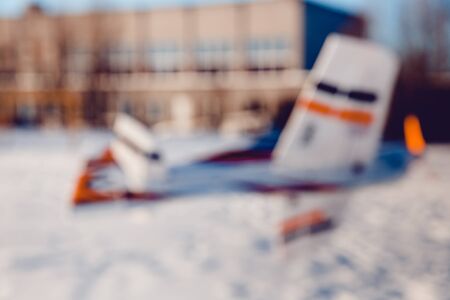 Airplane on the radio control, blurred background, texture for the designer and poster.の写真素材