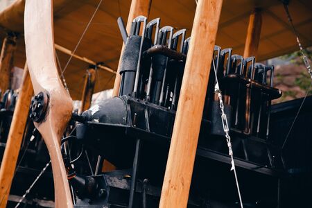 One engine with a propeller of an old aircraft.の写真素材