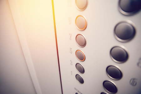 apartment elevator lift building press buttons pressed on the call rise up.