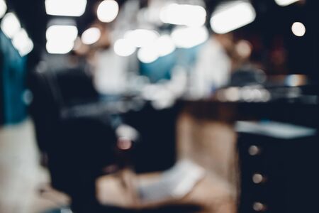 Modern interior of beauty and hair salon blurry barber shopの写真素材