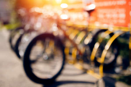 Bicycle blurred background. Concept rental is greatの写真素材