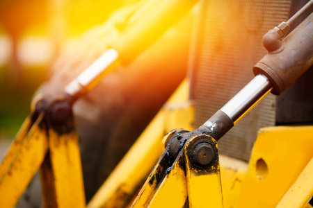 Pneumatic piston for machinery technology. Concept machine for lifting the load and hydraulic forces.の写真素材