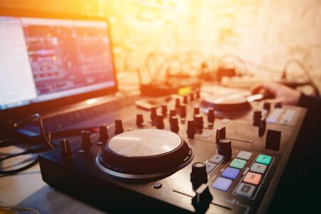 DJ console, mixers for sound and music. Concept partyの写真素材