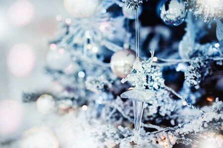 Ballerina. New Year's toy on Christmas tree, Concept xmas, New Year, gifts.の写真素材