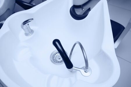 Interior of luxury beauty salon. Washbasin sink salonの写真素材