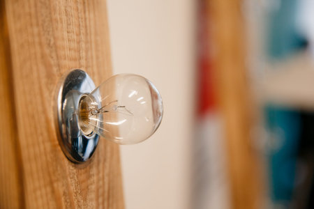 edison lamp. Incandescent lamp built-in wooden letters, loft styleの写真素材