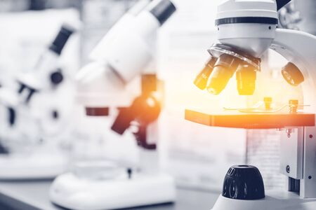 Microscope biotechnology. Medical equipment research. Background medicineの写真素材