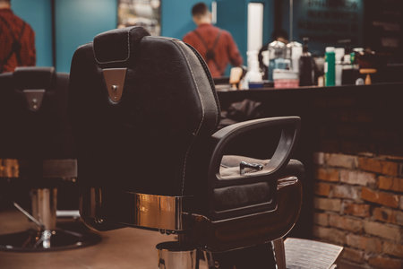 Barbershop. Blurred background modern hairdresser and hair salon, barber shop men.の写真素材