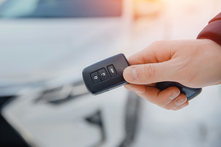 Close-up of the modern key of a car.の写真素材