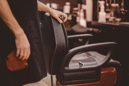 Barber shop. Close-up of hair clipper for men barbershopの写真素材