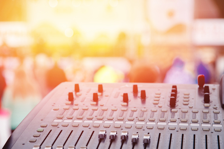 control sound board music mix industry in background concert hallの写真素材