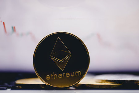 Bitcoin, litecoin, ripple, ethereum On background of computer keyboard, concept of crypto currency.