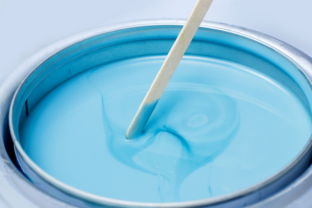 Hot Blue wax to remove hair, wizard prevents wooden stickの写真素材