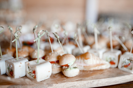 Catering service. Restaurant food table with snack delicious diningの写真素材