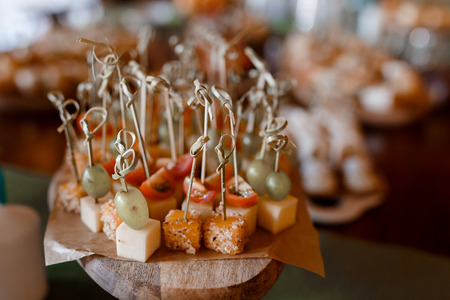 Catering service. Restaurant food table with snack delicious diningの写真素材