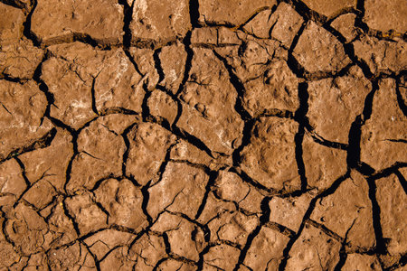 Top view, cracked soil drought in Africa.
