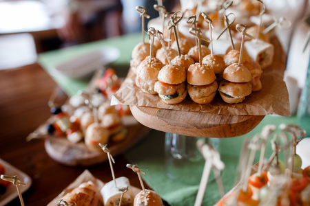 Catering service. Restaurant food table with snack delicious diningの写真素材