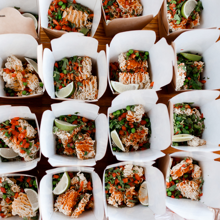 Cardboard packaging box for Chinese noodles wok, top viewの写真素材