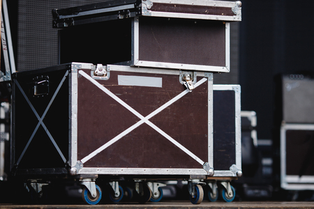 Boxes for carrying musical instruments for concert.の写真素材