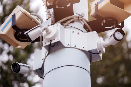 cctv system video security camera, police safeの写真素材
