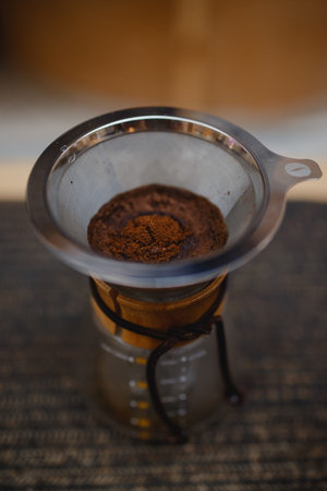 Barista man Making coffee in airpress service.