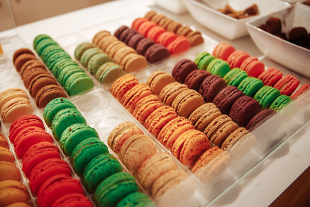 candy Macaroons at Chocolate Exhibition, Bruxelles, Belgium and French cake dessertの写真素材