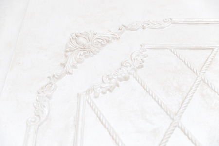 Close-up details of interior skirting ceiling of white color, classic styleの写真素材