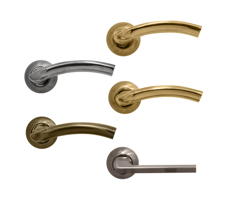 Door handle knob on isolated white backgroundの写真素材
