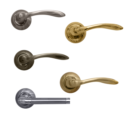 Door handle knob on isolated white backgroundの写真素材