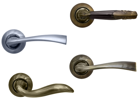 Door handle knob on isolated white backgroundの写真素材