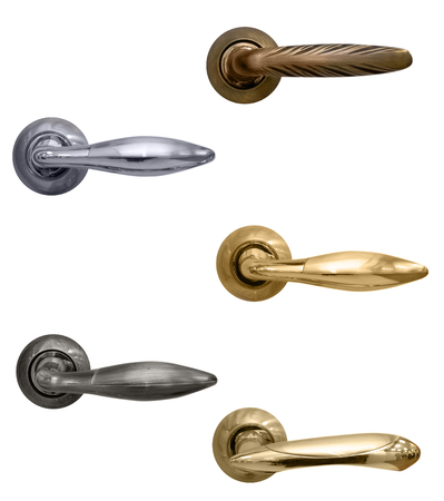 Door handle knob on isolated white backgroundの写真素材
