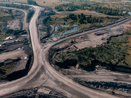 Open pit mine, extractive industry for coal, Russia, Kemerovo.の写真素材
