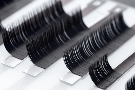 Set artificial lashes white isolated background, eyelash extension.の写真素材