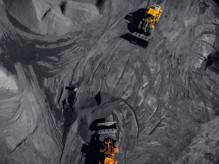 Open pit mine, extractive industry for coal, top view aerial droneの写真素材
