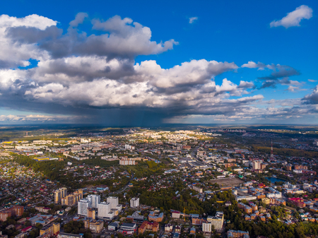 Tomsk cityscape Siberia, Russia. Tom river. Drone aerial top view.の写真素材