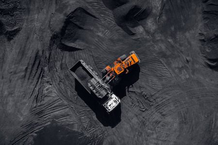 Open pit mine, extractive industry for coal, top view aerial droneの写真素材