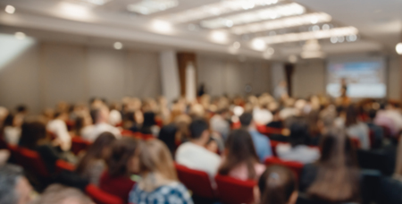 Blur background office Meeting business people working group of audience in hall or auditoriumの写真素材